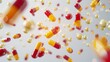 © huiying - Red And Yellow Capsule Drop Minimalist Background Medical Elements