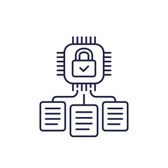 Sticker - Hardware encryption of data line icon