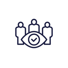 Poster - monitoring group icon with people, line vector