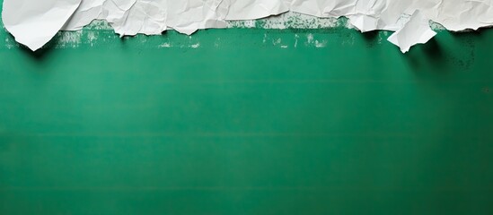 Wall Mural - there is a copy space image featuring a torn white note which is adhered to green background using s