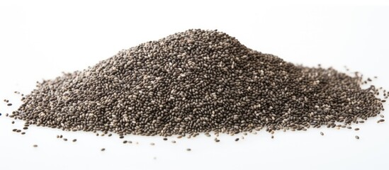 Wall Mural - a copy space image of chia seeds set against a white background