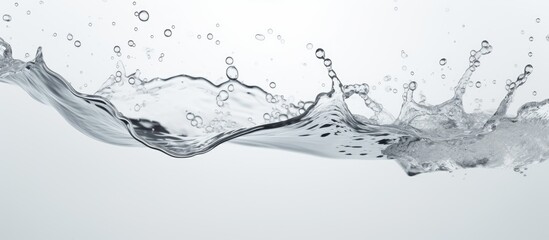 Wall Mural - closeup of a light grey background with a splash of clear water and drops perfect for adding text. w