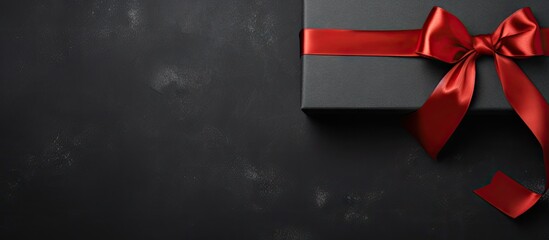 Wall Mural - a black friday sale with a red bow presents itself on a dark background the image is captured from a