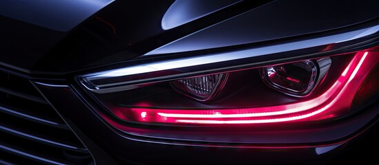 Wall Mural - A close up view of a modern car s LED headlight with ample empty space for additional content