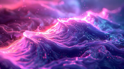 Wall Mural - Abstract Neon Waves in Pink and Purple