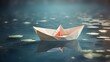 © Faizan - A delicate paper boat floating serenely on reflective water, bringing to mind feelings of contemplation and tranquility