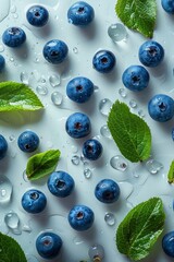 Wall Mural - A refreshing mix of ripe blueberries and fresh mint, packed with vitamins.