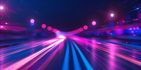 Wall Mural - Abstract technology 3D glowing tunnel background, now sci-fi 3D space concept scene illustration