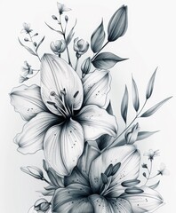 Canvas Print - Blooming flowers sketch