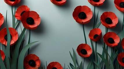 Wall Mural - red poppy flowers