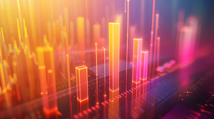 Wall Mural - Financial data curve chart, financial technology themed big data analysis bar chart background