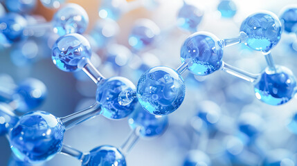 Abstract molecular structure in blue tones