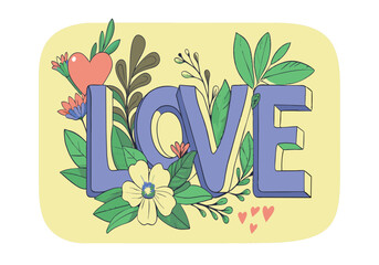 Wall Mural - A flowery lettering of the word LOVE