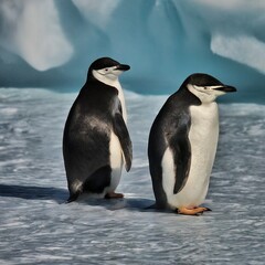 Wall Mural - Penguins on the Ice in Antarctica