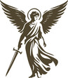 © Volodimir Basov - Vector stencil of a celestial angel with a sword