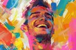 © Lucija - cheerful male portrait positivity vibrant expressive brushstrokes happiness joy smiling upbeat colorful vivid optimistic energetic dynamic digital painting