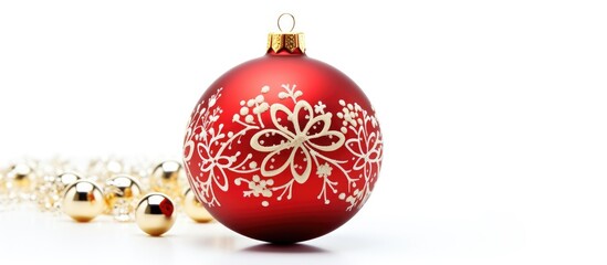 Poster - A copy space image of a Christmas decoration ornament on a white background suitable for a holiday party