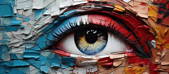 Poster - A vibrant collage of torn paper with a variety of colors creating an eye catching and dynamic copy space image