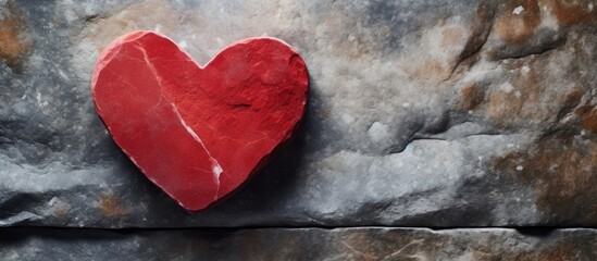 Aufkleber - A copy space image of a red heart placed on a background of stone