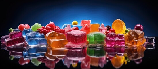 Aufkleber - Colorful sugar jelly with a variety of shapes and colors 38 characters. Creative banner. Copyspace image