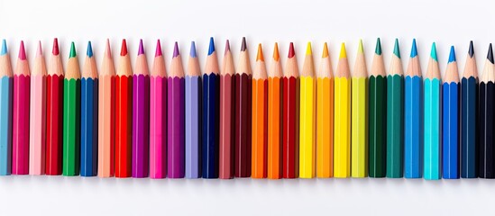 Aufkleber - A vibrant assortment of colored pencils on a blank white backdrop providing ample blank space for additional imagery