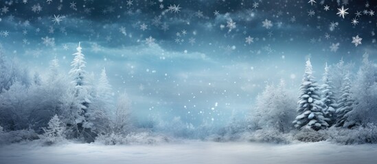 Fototapete - A winter themed greeting card with a festive background for Christmas and New Year s holidays featuring a copy space image