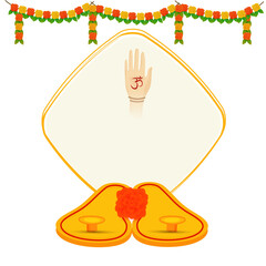 Sticker - Guru Purnima celebration background with flower on guru paduka.