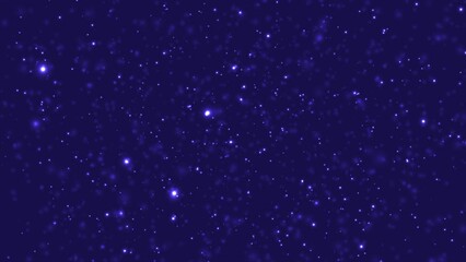 Wall Mural - Illustration dark blue sky with slow motion white particles seamless abstract looping