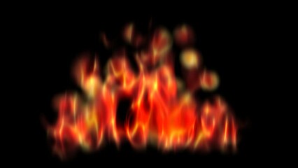 Wall Mural - Abstract illustration orange and red fire flames looping on a black background