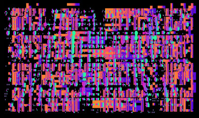 Wall Mural - glitched texture with holographic random pixel noise. conceptual illustration of a technological bug