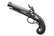 © Victoria - Old pirate musket, pistol. Beautiful vintage engraving vector illustration. Black outline
