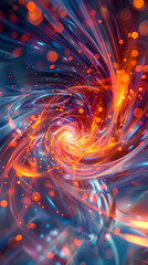 Poster - Vibrant Abstract Composition Representing Dynamic Cancer Treatment with Swirls of Energetic Light and Surreal Digital Visualization