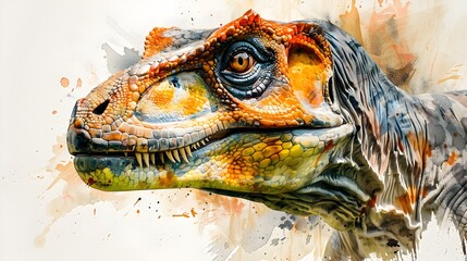 Wall Mural - Watercolor of a Prehistoric Creature Highlighting Paleontology and Conservation Efforts