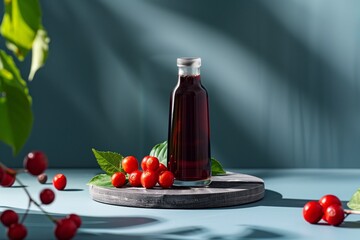 Wall Mural - barberry flavored syrup for coffee on the podium