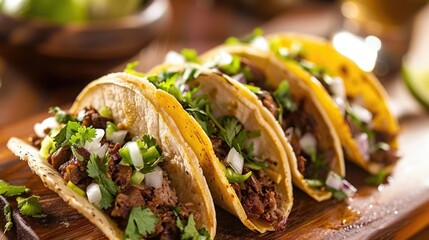 Wall Mural - A delicious ready-to-eat dish, Carne asada tacos