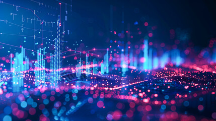 3d illustration of abstract digital background with forex chart and binary code