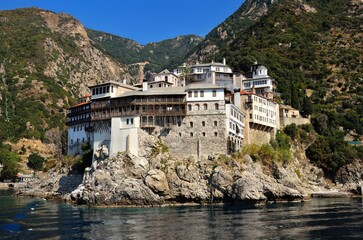 Wall Mural - Scenic view of Osiou Gregoriou Monastery, Mount Athos, Greece