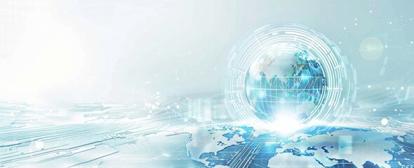 Abstract digital technology background with globe and map