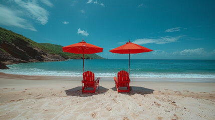 Poster - beach with umbrella