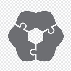 Sticker - Simple icon puzzle in gray. Simple icon puzzle of the three elements  on transparent background for your web site design, app, UI. EPS10.