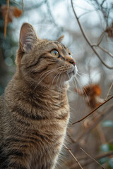 Aufkleber - A proud cat with a confident gaze and upright posture, standing tall and regal,