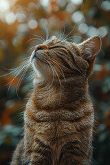 Aufkleber - A proud cat with a confident gaze and upright posture, standing tall and regal,
