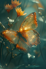 Aufkleber - Abstract image of a butterfly with sharp lines slicing through its wings, preventing it from fluttering freely,