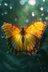 Aufkleber - Abstract image of a butterfly with sharp lines slicing through its wings, preventing it from fluttering freely,