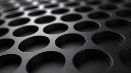 Circular patterns with holes in a black metallic surface