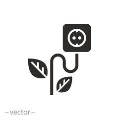 Wall Mural - renewable nature electricity icon, socket with eco energy, green power, flat symbol on white backgro