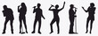 © Pro Silhouettes - Set of singer silhouette. country music, rock stars, pop musician and hip hop rapper artist vocalists.