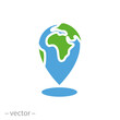 © Yurii - global geo location, world pin on map icon, marker local international, flat symbol on white background - vector illustration