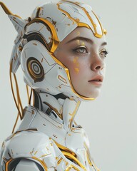 Wall Mural - a woman in a futuristic suit with a helmet on
