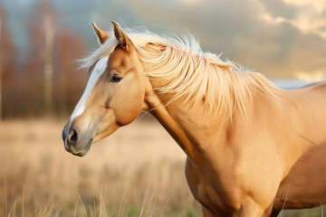 Wall Mural - red and palomino horses in a field
